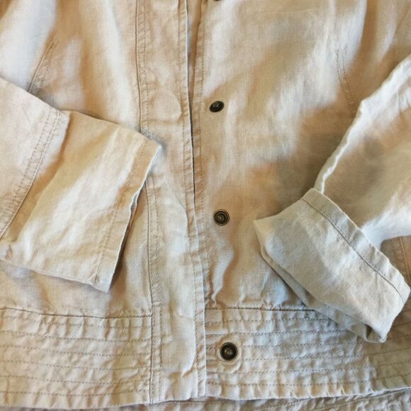 Old Navy Cream Linen Notched Collar Snap Closure Blazer Jacket M - Picture 4 of 8
